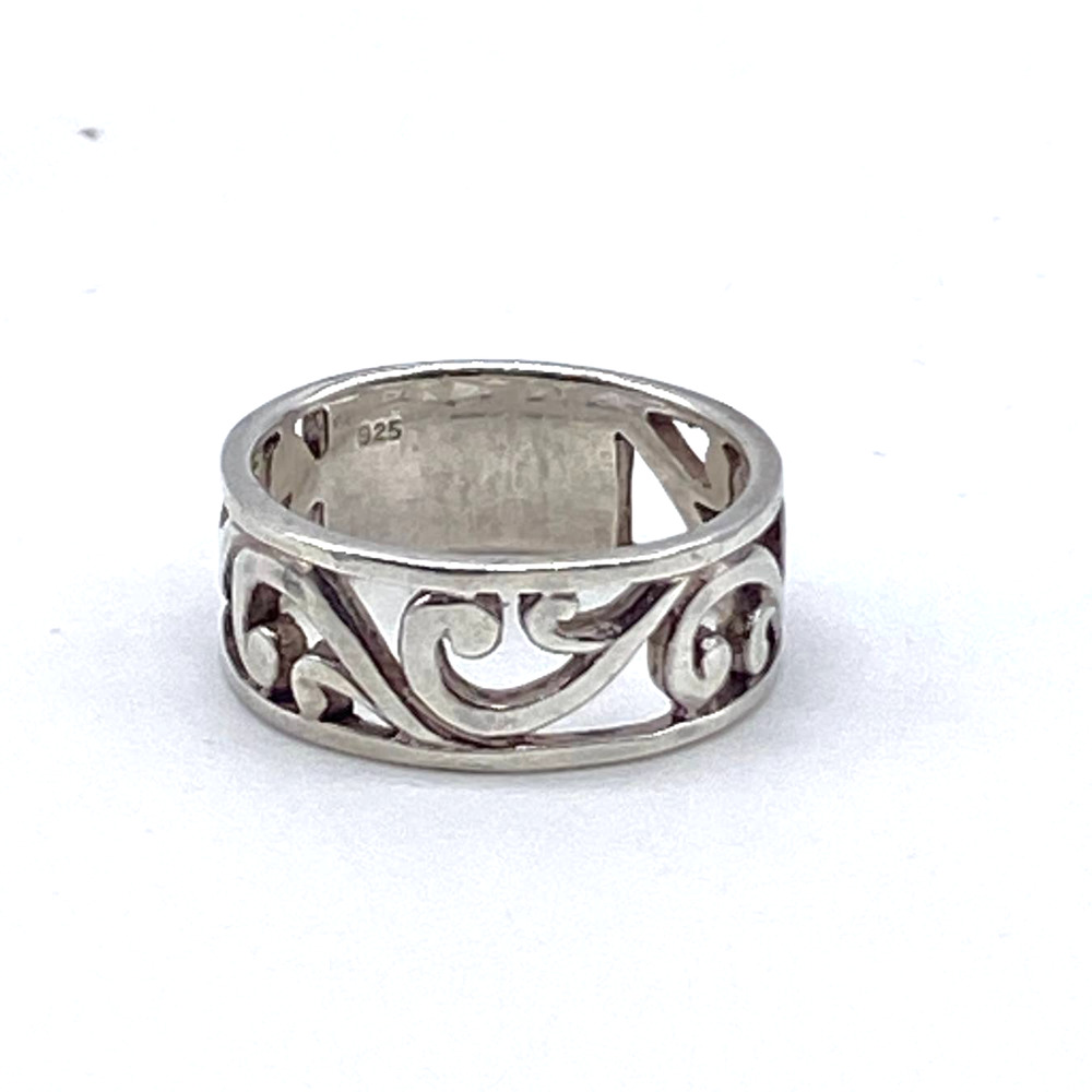 Sterling Silver 925 Scrollwork Ring Band Size 6